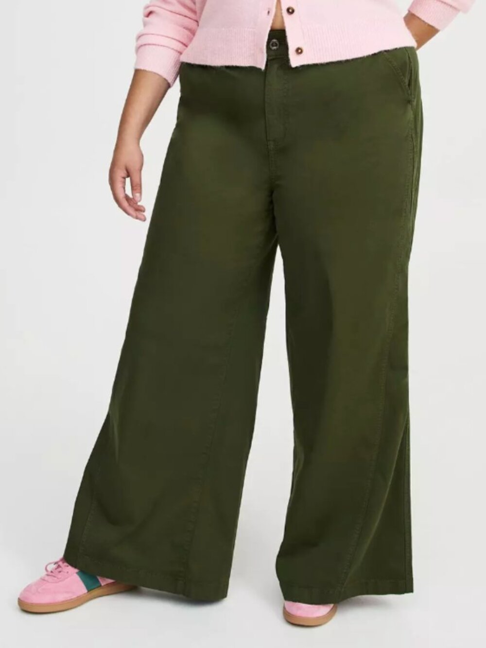 High-Rise Wide-Leg Baggy Chino Pant
